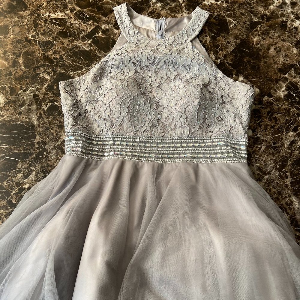 A sliver formal dress
